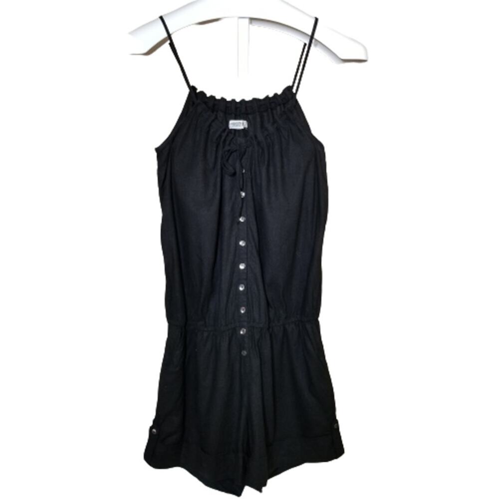 Kensie Button Front Halter Style Romper Black XS